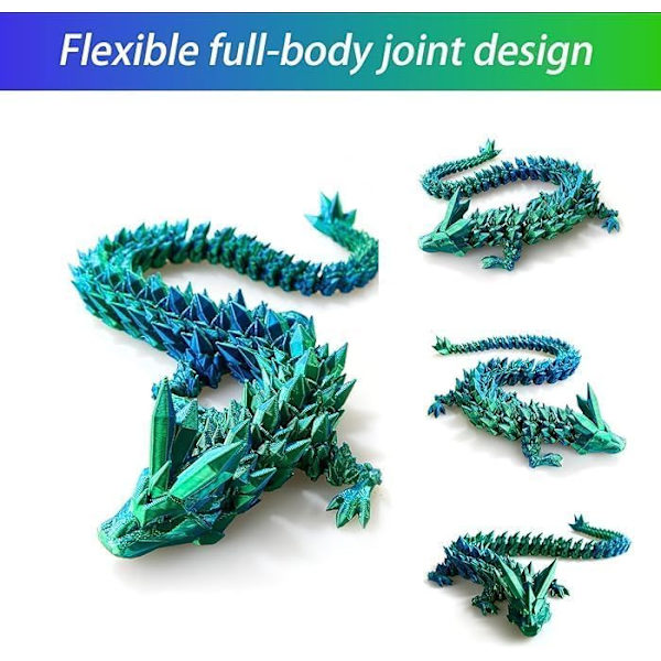 3D-trykt drageæg, krystaldrage i drageæg, overraskelsesæg, leddelt drage, gave til drenge og piger Blue Green