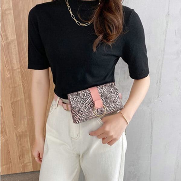 Dam Bälte Väska Flap Läder Fanny Pack Zebra Pattern-Pink
