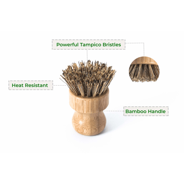 3-pack naturlig bambu diskborste för rengöring av disk