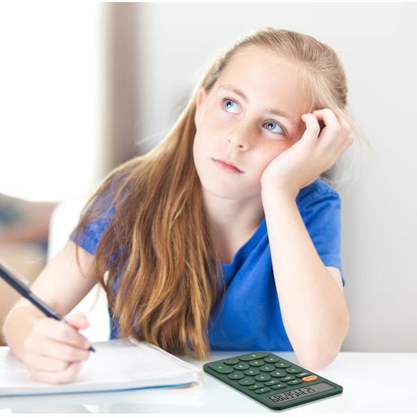 Skrivebordslommeregner til studerende, 12-cifret LCD-skærm, grundlæggende lommeregnere til skrivebord til skole, kontor og hjem