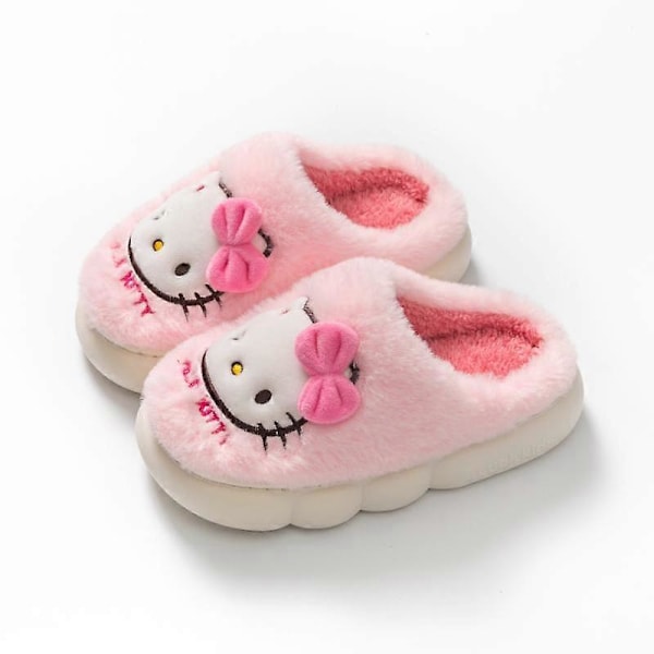 Lasten tytöille Hello Kitty -kuvioiset söpöt piirrettyjen hahmojen talvikengät, paksuuntuneet tossut, pitävät lämpimänä, kawaii, liukumattomat tossut 21752-Purple 35-36