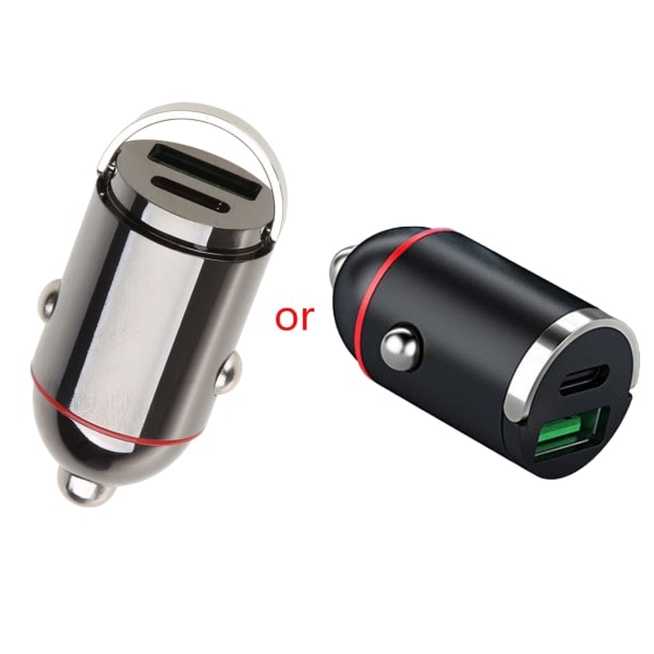 Bilhurtigladeadapter for mobiltelefon Nettbrett Dashcam USB & PD30W/65W Type-C Dual-Port strømuttak Skjult billader