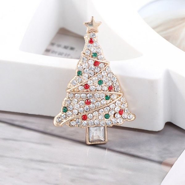 Smycken för Rhinestone Julgran Brosch Legering Lapel Nål Sjal Klämma Julgåva