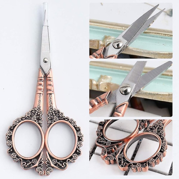 1 Pack Manikyrverktyg Vintage Plum Style Saxar Europeisk Elegant Enkel Stil Saxar Multifunktionell Rostfritt Stål Nagelsax (koppar)