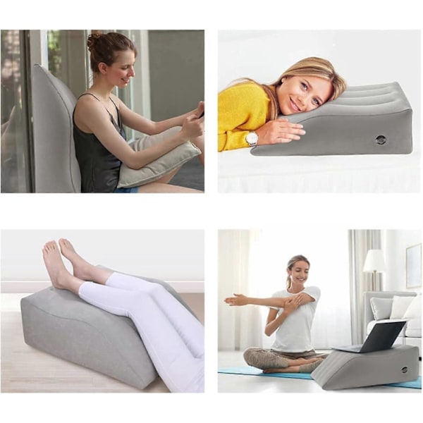 Jalkojen kohotus puhallettava kiilatyyny, 63,5 x 50,8 x 24,1 cm jalkatukityyny, kokoontaitettava kiilatyyny polvitukityyny nukkumiseen, lepoon
