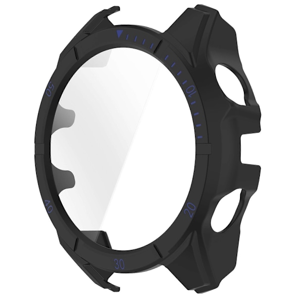 Garmin Fenix 8 47 mm:n kellolle tarkoitettu PC-kehyssuoja ja temperoitu lasinen näytönsuoja Black Blue