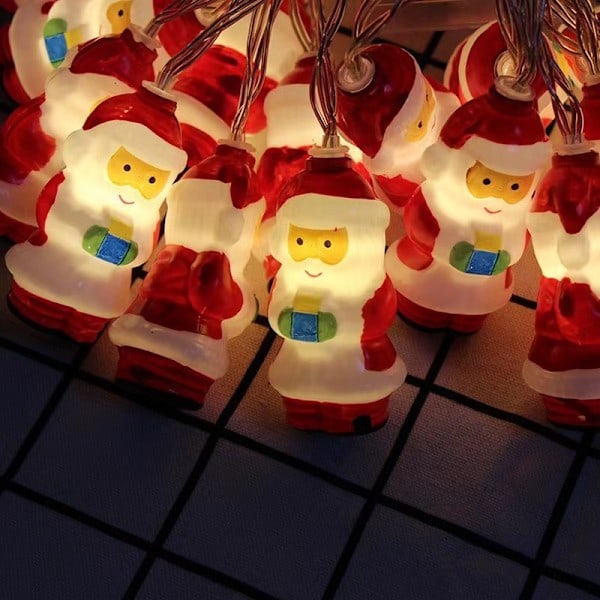 LED-ljusslinga med julmotiv - Tomte, Snögubbe, Rensa - Festlig Atmosfär - Batteri & USB - Julgransdekoration G 1.5M 10led battery
