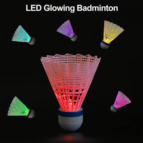 Led-sæt, lysende sæt, Led Nylon Sport Badminton, Led Badmintonbolde, Nat Badmintonbolde 4 stk. 4PCS