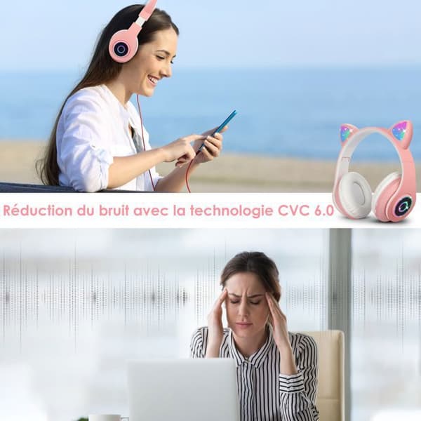 Trådlösa hörlurar - Uplayteck - Vikbart Bluetooth Chat Headset med Mikrofon Stereo Hörlurar för Barn Flickor för Telefon PC