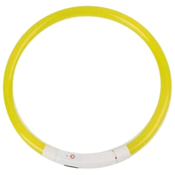 LED blinkende lysende hundehalsbånd, lysende halsring, sikkerhet, USB oppladbart, lyst, vanntett halsbånd, gul