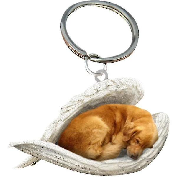 2 st Angel Sovande Hund Akryl Nyckelringar Hängsmycken Heminredning Prydnader Kontorsmaterial Presenter A golden retriever