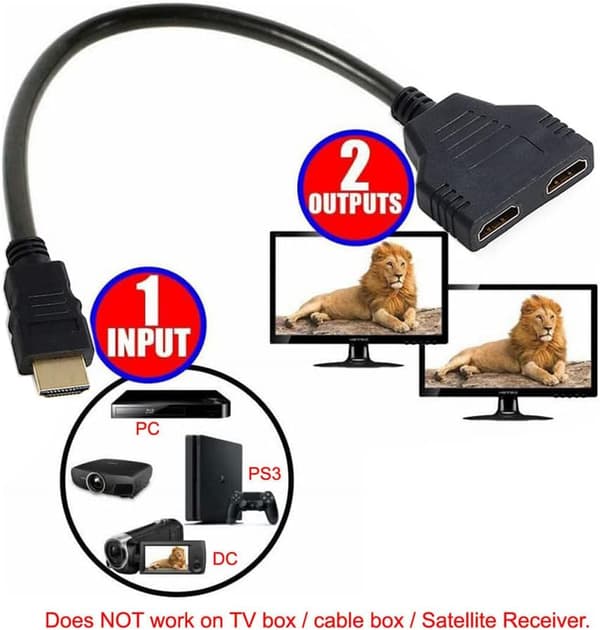 HDMI Han til 2 HDMI Hun 1 Ind 2 Ud Splitterkabel Adapter Konverter