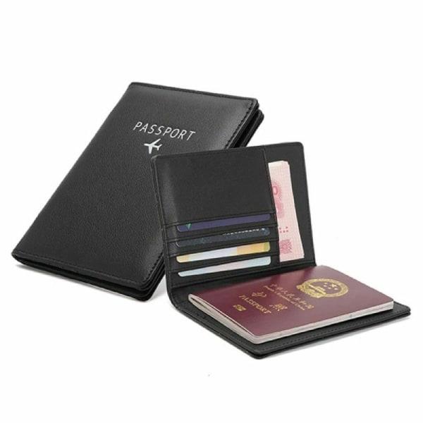 Passport holder in PU leather, Black Black