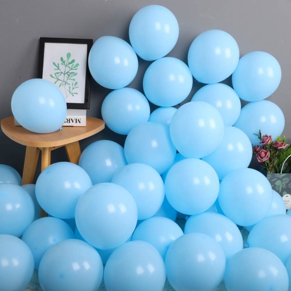 100 pcs 10 Inch Light Blue Balloons Large Thicken Blue Latex Helium Balloons for Birthday Decorations Wedding Reception Engagement Party Supplies