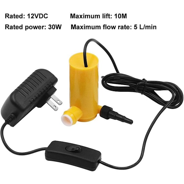 12V Mini Nedsenkbar Vannpumpe Usa Strømadapter Maksimal Løft 10M For Vannbor, Marmor Vannkutting, Sporingsmaskiner Stor Strømning