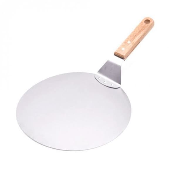 Pizza Skrellespade i Rustfritt Stål med Trehåndtak, Kake Skreller Bakeverktøy, Ost Pizza Spade