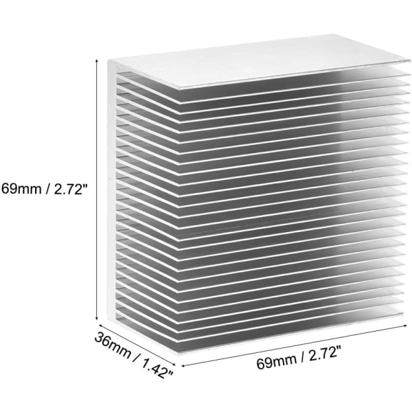 Elektroniikan jäähdytin LED- ja virtalähteille, hopea, 69 x 69 x 36 mm