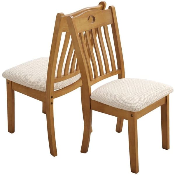 Stretbara stolsöverdrag i jacquard för matsalstolar (Beige)