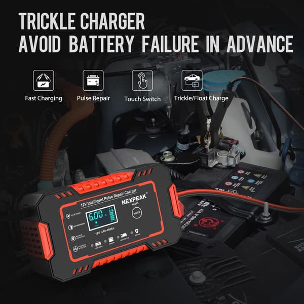 Billader, 12V 6A Smart Batterivedlikeholder for bil 12V Batterivedlikeholder Desulfator