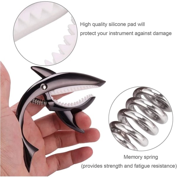 1 st Haj Capo Lätt Gitarr Capo Gitarr Tillbehör Snabbväxlande Gitarr Capo med Förvaringsväska för Gitarrer, Ukulele, Banjo, Mandolin black