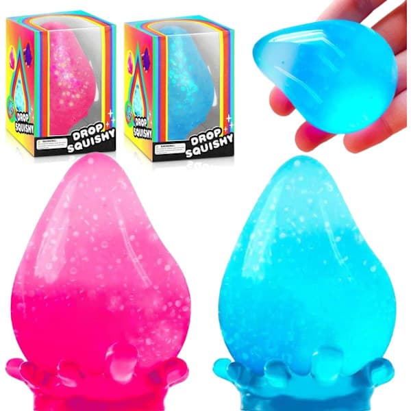 2-pack Dream Squishy Drop Stressbollar för vuxna, Fidget Sensoriska Leksaker för Barn, Autism ADHD Sensoriska Stresslindrande Leksaker, Födelsedag...