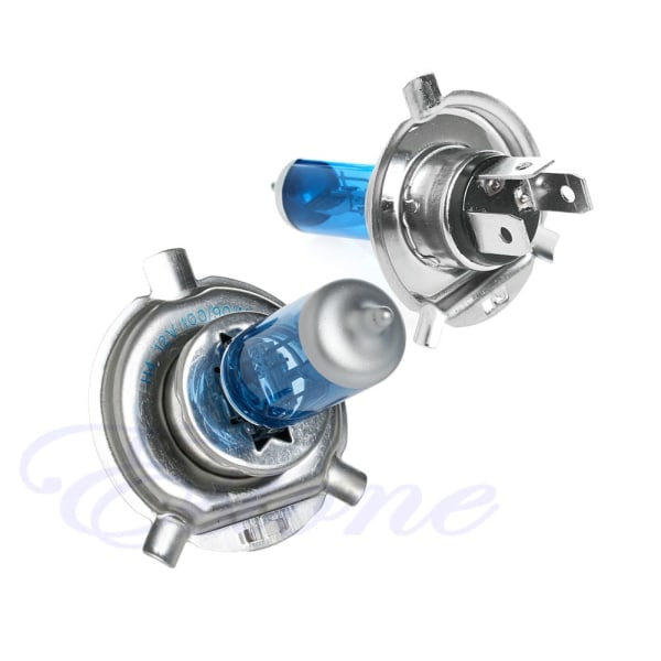2 stk. H4 Halogen Lys Klar Hvid Bil Forlygte Pærer Lyspære 100W 12V 5000K