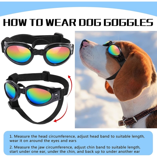 Hundesolbriller Hundebriller til hunde af mellemstor race, vindstøvtågebeskyttelse Øjenbriller til kæledyr med justerbar rem