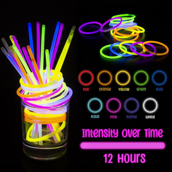Premium Glow Sticks tehdä neon kaulakoru ranneke rannekoruja, sekavärisiä valotikkuja lasten juhlatarvikkeille, syntymäpäivä, häälahjat, 50 kpl