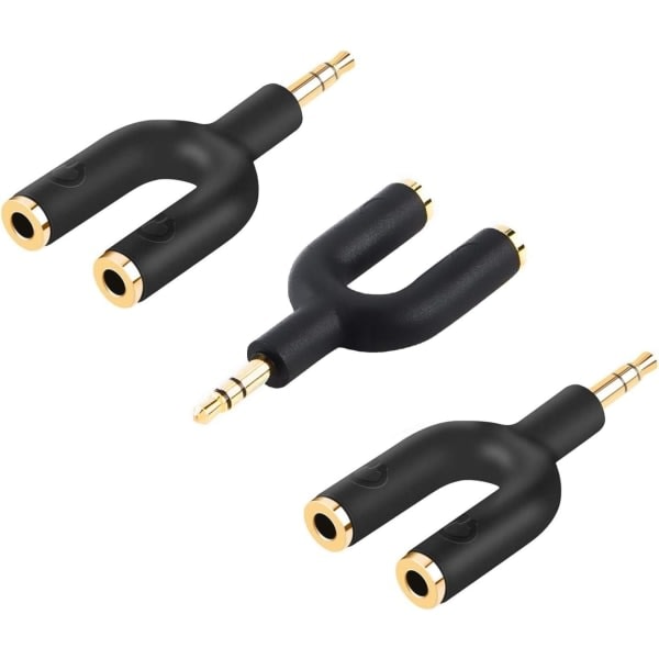 Hörlursdelare, [3-pack] Kompatibel med hörlurar, Samsung, LG, surfplattor, MP3-spelare