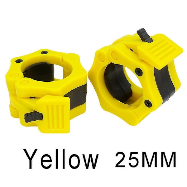 2 stk/lot Barbellås 25mm 28mm 30mm 50mm Barbell Krager Klemme Hantelås Vektløfting Barbell Klemmer Fitness Kroppsbygging Yelow-25mm