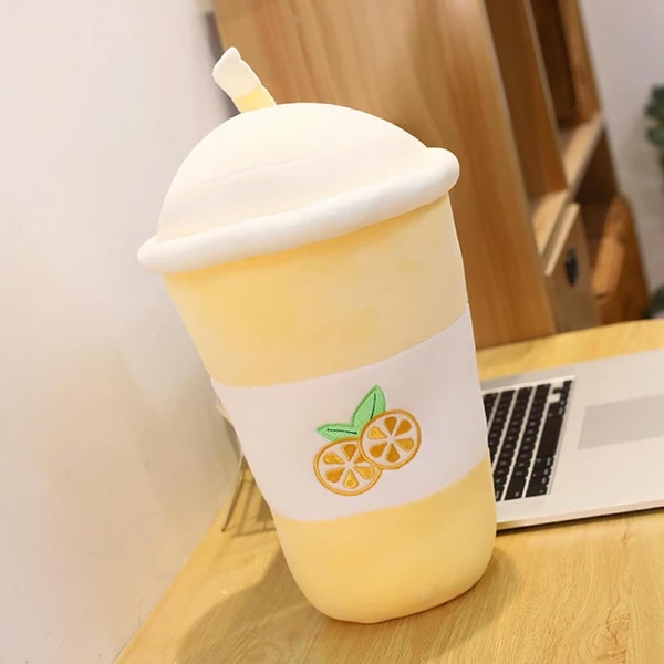 Sød Avocado Citron Jordbær Te Drik Plys Legetøj Frugt Pude Kawaii Bubble Tea Pude Kreativ Dekoration 25cm (C)