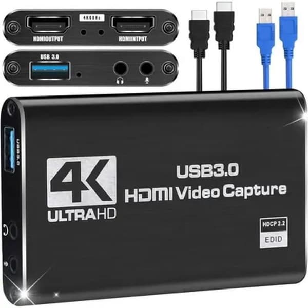 HDMI Capture Card - LANO - 4K - USB 3.0 - Fuld HD 1080P - PS4/Xbox Kompatibel