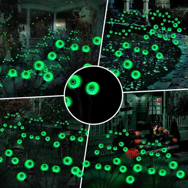 Ulkovalaistus Solar Horror Eyeball -koristevalot, 2 kpl 12 LED vihreää silmää