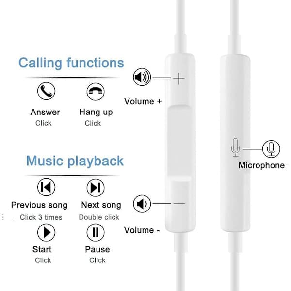 Hovedtelefoner med kabel til iPhone, kablede hovedtelefoner, øretelefoner