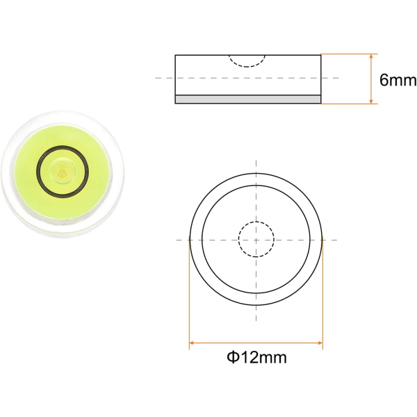 4 kpl Pyöreä kuplavaaka 12x6mm Mini Pyöreä Bullseye vesivaaka kameran vaaitusjalustan teleskooppi työpaja levysoitin kuvakehys, lime