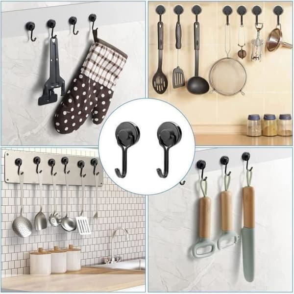 Magnetkrokar - Set om 4 - 15 kg - Neodym - Svängbar - Modern Design