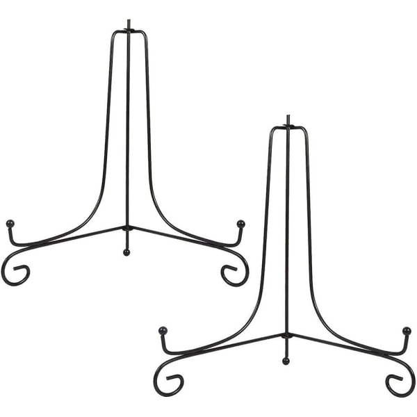 2-pakning jernstativ, svart jernstaffeli plate display fotoholderstativ, viser bilderammer, dekorative plater, nettbrett og kunst 4 tommer