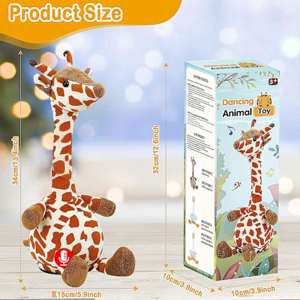 Pratande Giraff Plyschleksak, Dansande Sjungande Inspelande Bebisleksak, Luminous Baby Interaktiv Plyschleksak för 2 3 4+ Års Barn
