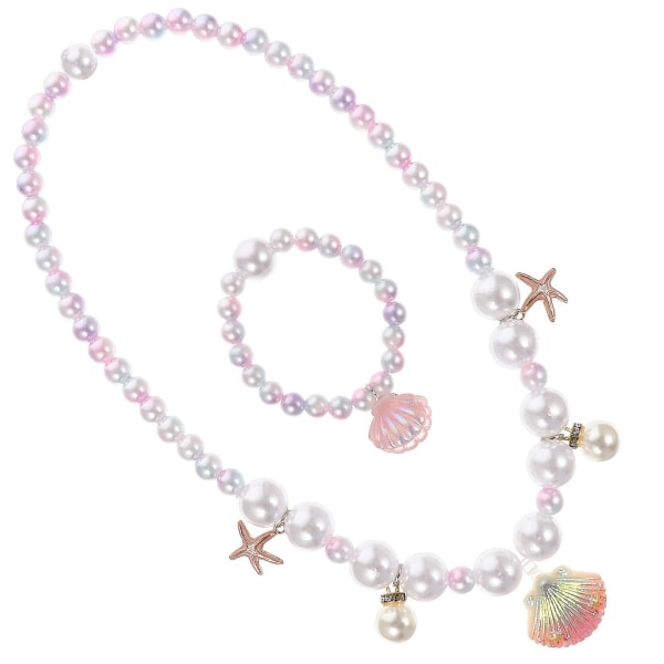 1 Sæt Børneskaller Smykker Halskæder til Små Piger Armbånd Smykker Halskæder og Armbånd (24X9.5X1.5CM, Farverig)