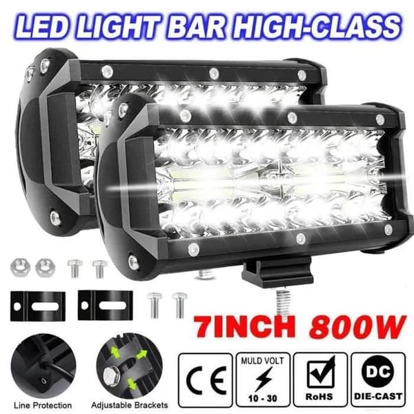 2 STK 800W Firkantede LED Arbeidslys DC 9V-30V Quad Lastebil Båt Traktor Offroad Vanntett