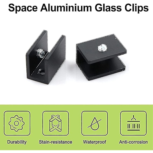 10 stk. Justerbare Glashyldebeslag Klemme Glas Gelænder Klemme Beslag, kompatibel med 8-10 mm Tyk Glas+qwl
