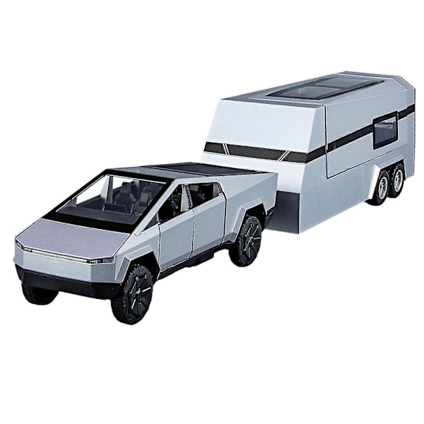 1:32 Tesla Cybertruck Pickup Caravan Valmistettu Malliauto Leikkiauto Ääni ja Valo Lasten Lahja Boris Sliver