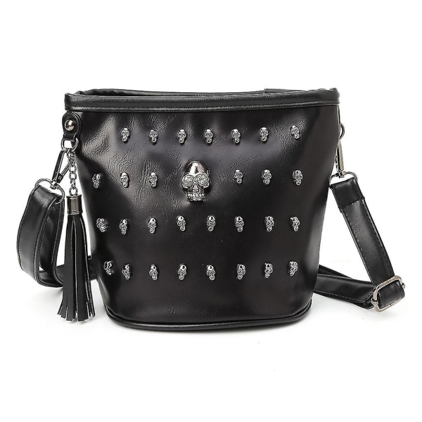 Fashion Kvinnor Skalle Punk Goth Tofs Messenger Axelväska Crossbody Handväska