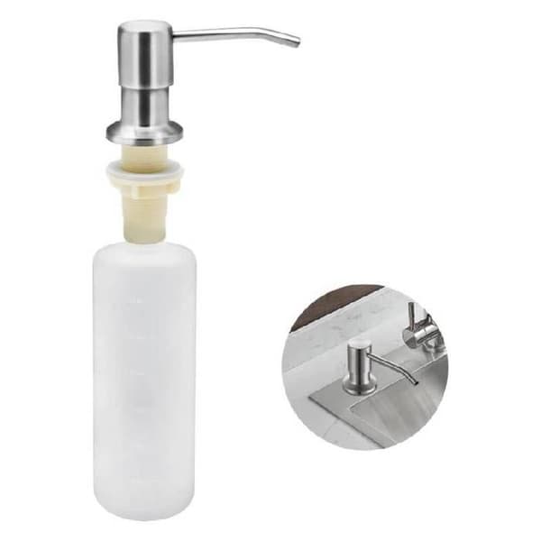 Integreret sæbedispenser - Rustfrit stål - 350 ml - 360° roterende pumpe - Drejelig tud - Nem installation