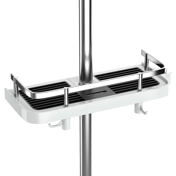 Shower shelf without drilling Adjustable shower shelf for the shower rod Bathroom storage with shower holder Shelf with 2 small hooks--