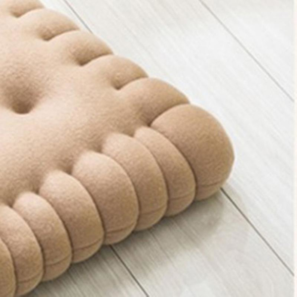 Blød plysstolpude - Tyk og komfortabel kiksformet sædepude til kontor, spisestue, sofa (Beige, 40x45cm)