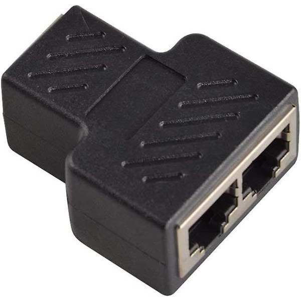 Rj45 Splitter Connectors Adapter - Ethernet Splitter Coupler Dobbel Socket Hub Interface Kontakt Modulær (2stk, svart)
