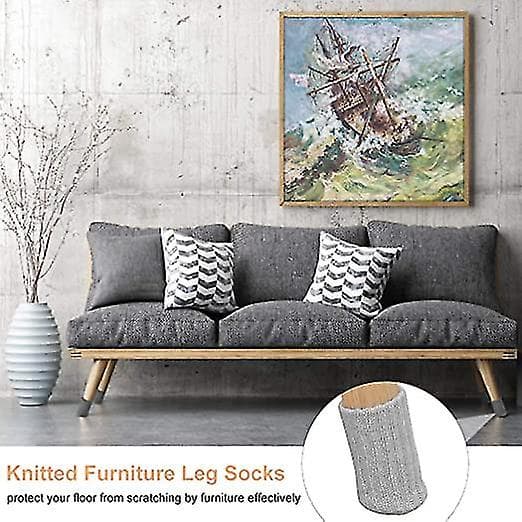 24 st Stolskydd i strumpor, Halksäkra, Passar Diameter 7-17 cm, Stickade Möbelskydd, Svart Light Grey