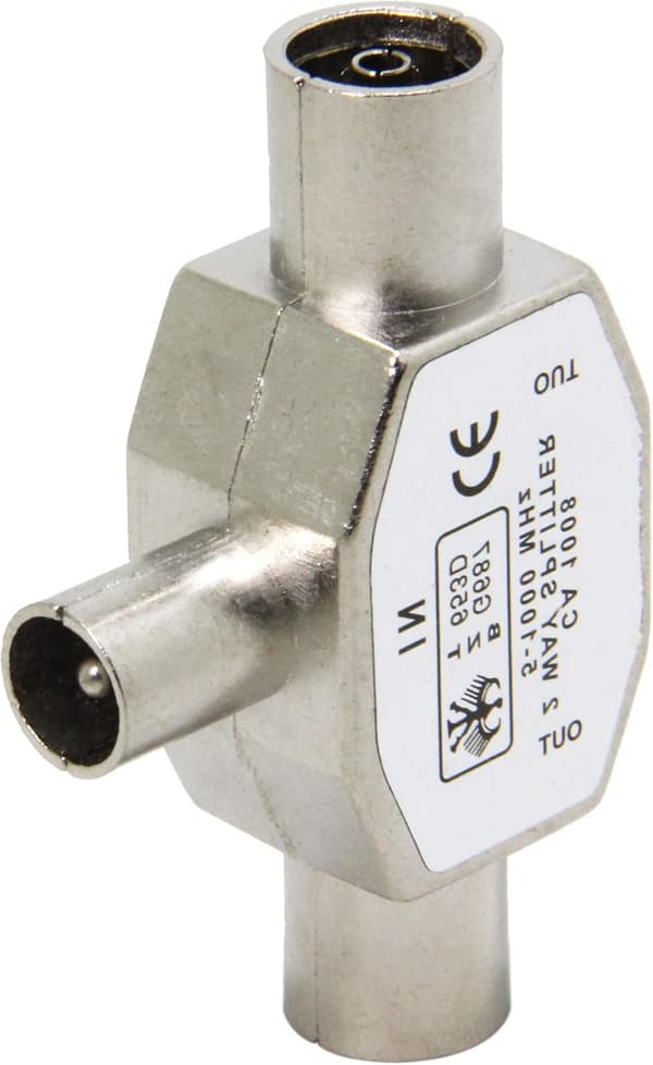 TV Antenne Coax Splitter, Metalhus, 2-vejs 1 Han til 2 Hun Adapter Stik Samler