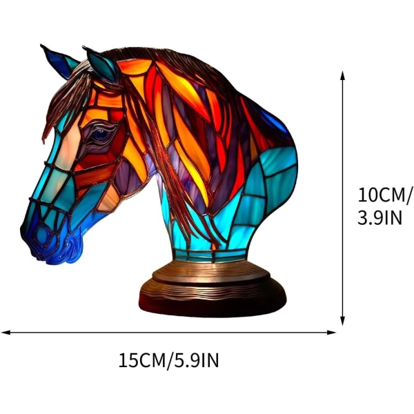 Målat glas Djur Form Bordslampa, Bohemian Resin Djurlampa för sovrum Vardagsrum Hemmakontor Inredning Present (häst)